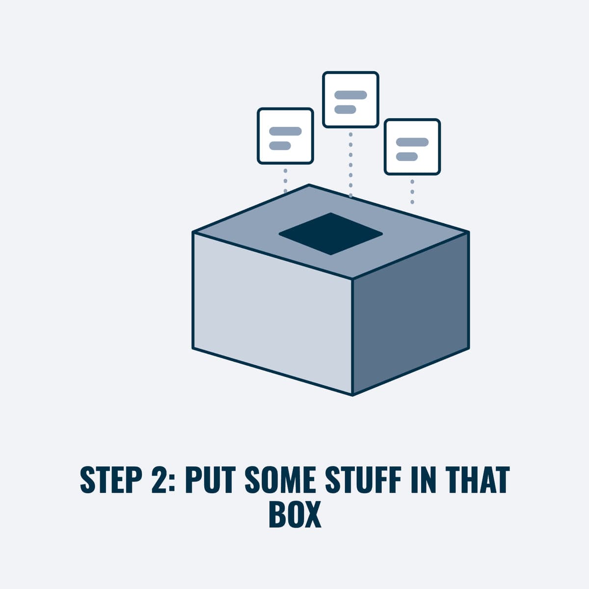 Step 2: Put some STUFF in that box (Sanitized b/c even I won't go there)